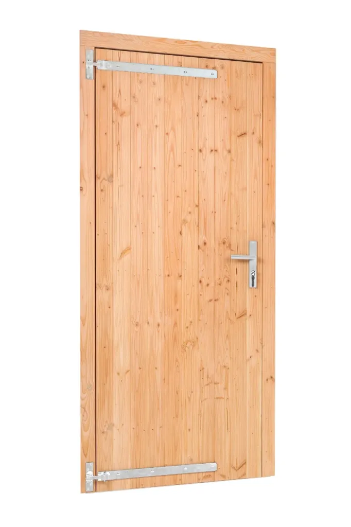 [HK011640] Douglas enkele klampdeur B1000xH2050mm buitenmaat, rechtsdraaiend (rvs / verzinkt beslagset) (links scharnierend)