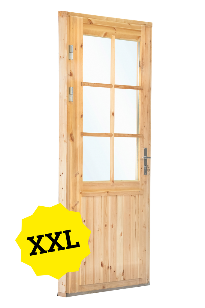 [HK001453] Deur enkel met raam XXL, vuren 106,5 x 215 cm (links scharnierend)