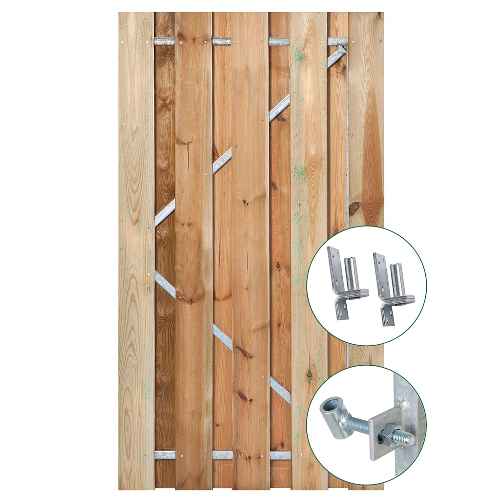 [HK001593] Tuindeur Solide grenen groen geïmpregneerd, 9-planks (90 cm)