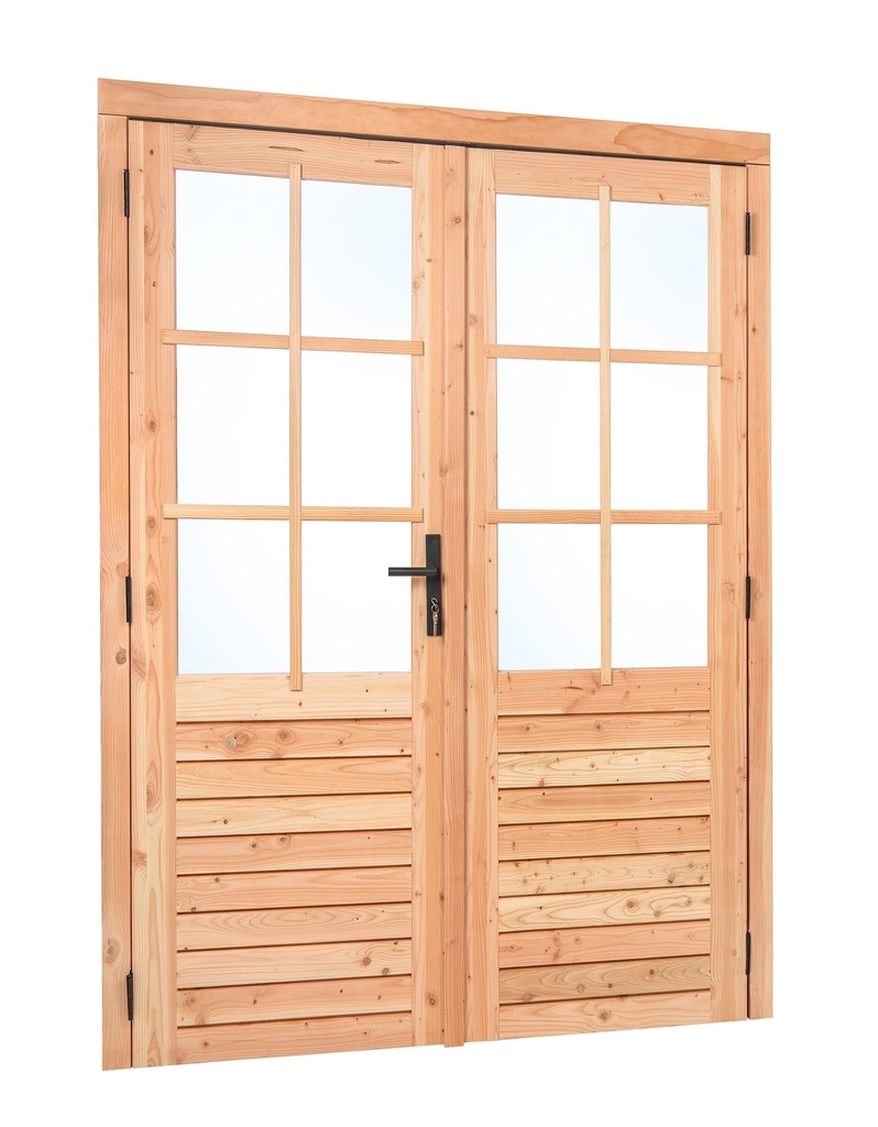 [HK001652] Douglas dubbele glas deur 6-ruits B1850xH2050mm buitenmaat, linksdraaiend