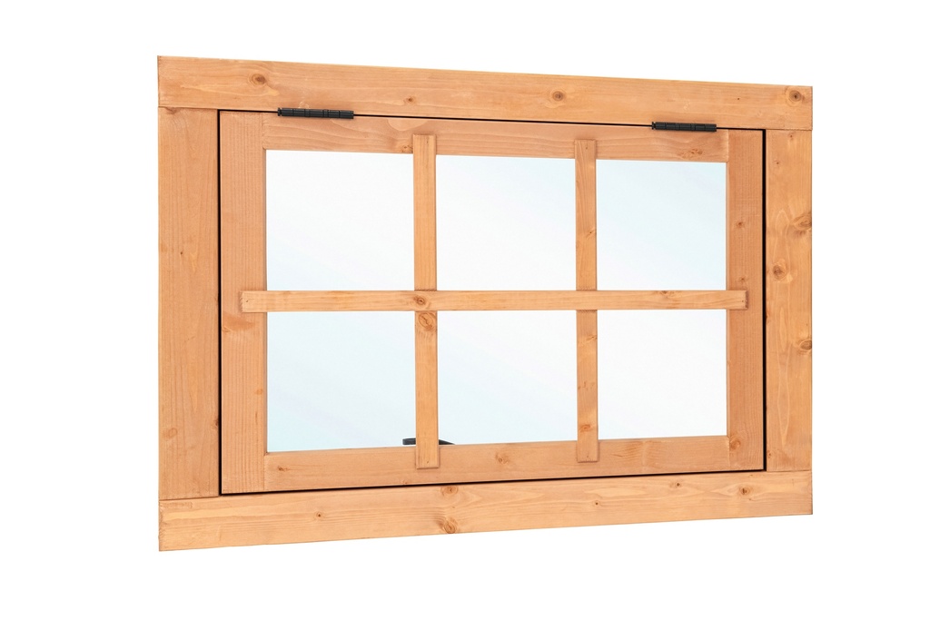 Douglas uitzetraam 6-ruits B900xH700mm (buitenwerkse maat) incl. 2 soorten roedes, RVS raambeslag, tochtrubber