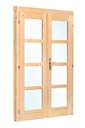 Dubbele deur+kozijn, vuren, enkel glas D1