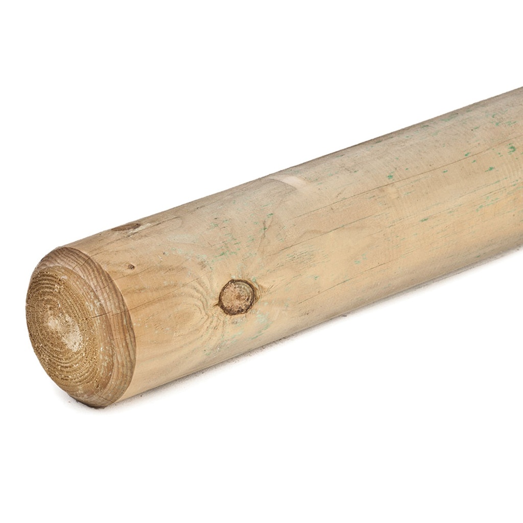 Grenen pallisade Ø 12,0 x 500 cm, groen geïmpregneerd, rond gefreesd, gekruind