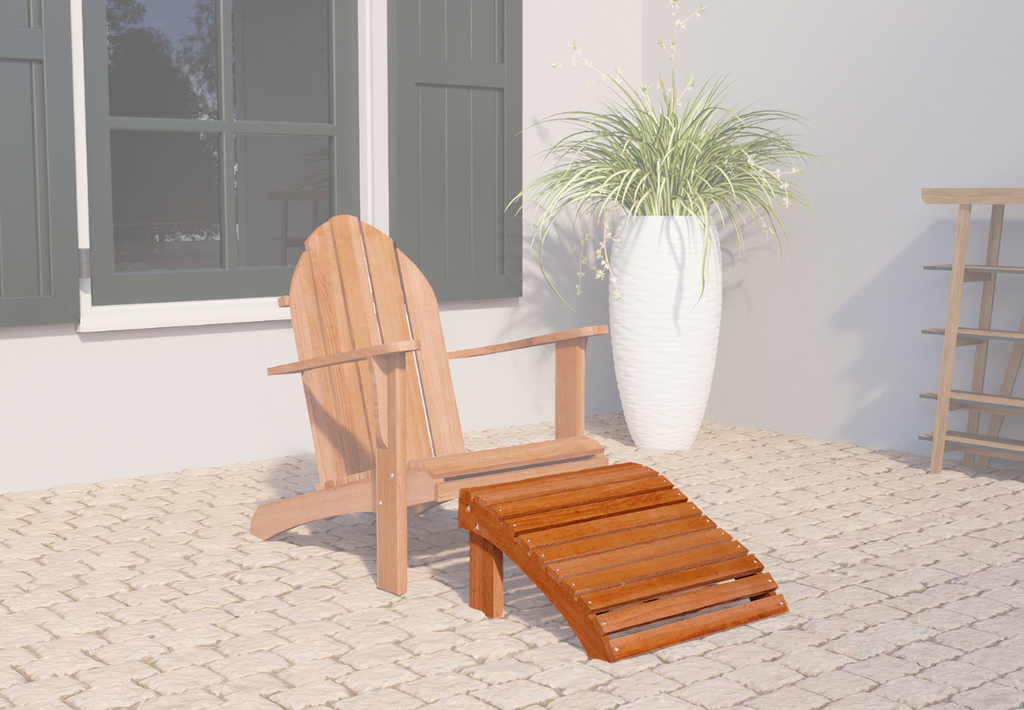 [HK001688] Hardhouten voetenbankje Relax