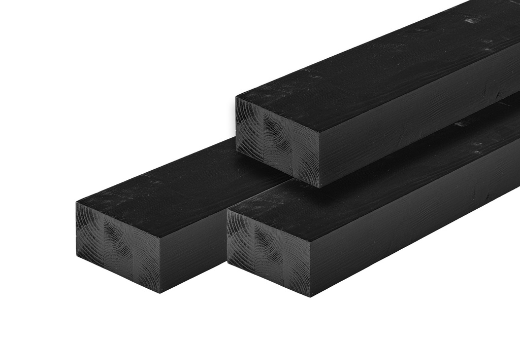 [HK001714] ME vuren ligger 6,5 x 12,0 x 400 cm, zwart gespoten, geschaafd
