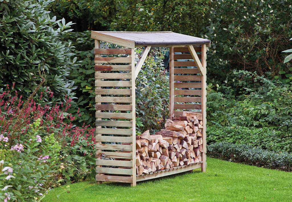 [HK001721] Openhaardhout berging, groen geïmpregneerd grenen B180 x D50 x H180 cm