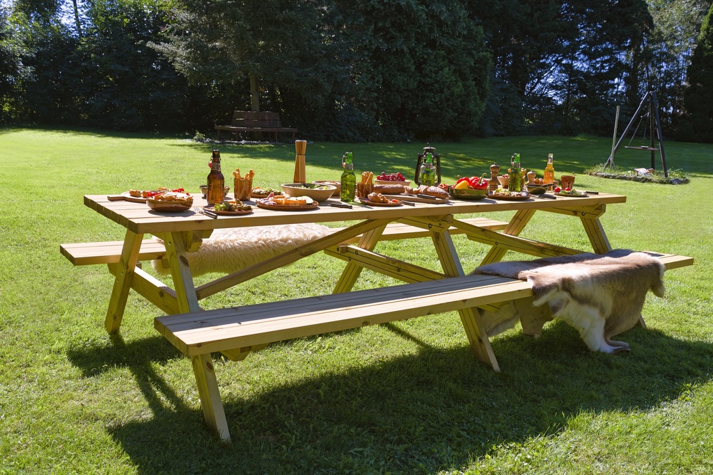 [HK001737] Picknicktafel Superieur 300 cm vuren gedroogd, groen geïmpregneerd