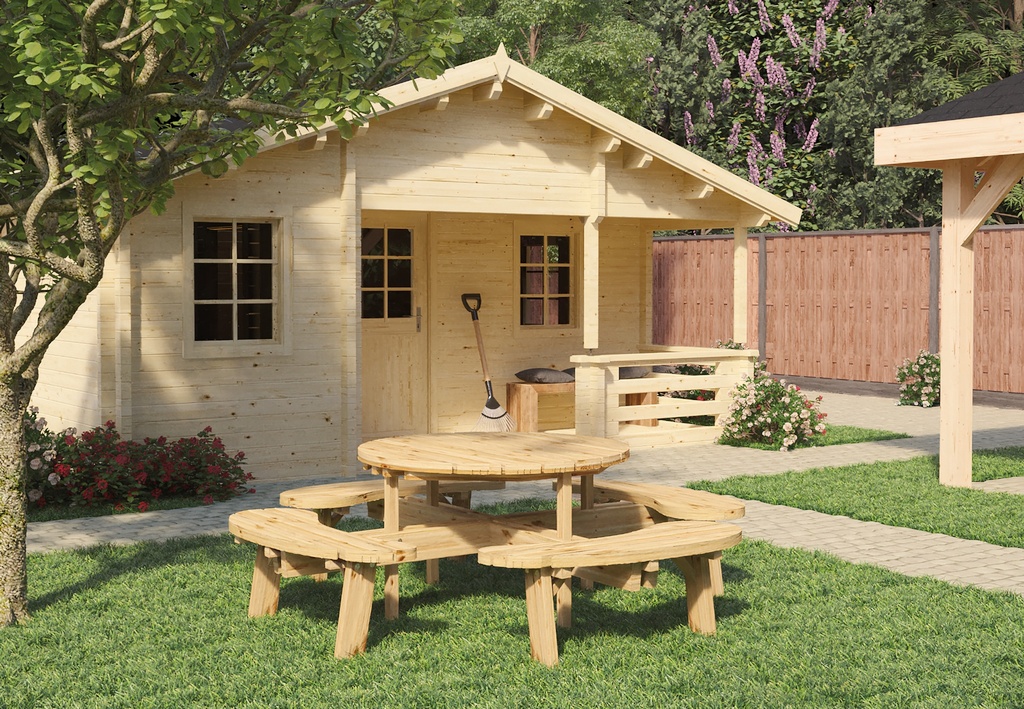 [HK001739] Picknicktafel rond Classic, vuren gedroogd, groen geïmpregneerd