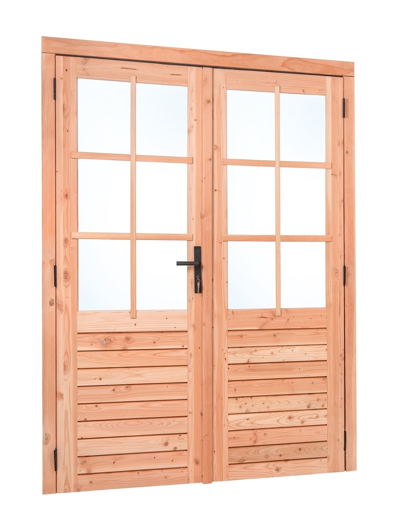 [HK001749] Red Class Wood dubbele glas deur, 6-ruits Dubbele glasdeur B1850 x H2050 mm buitenmaat