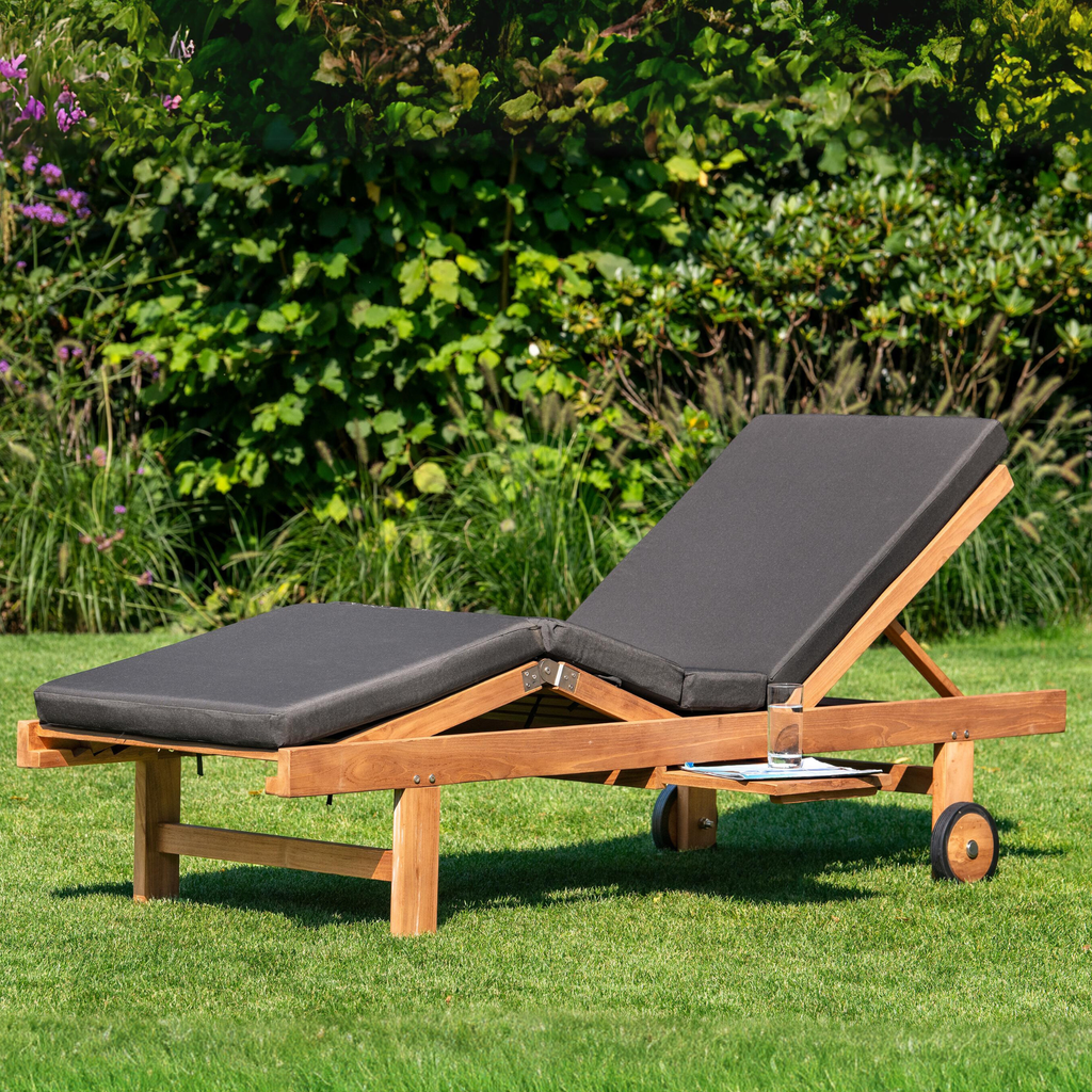 [HK001810] Teak sunlounger Wembley