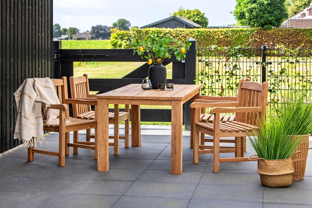 [HK001846] Tuintafel teak 180 x 90 cm solide rustiek