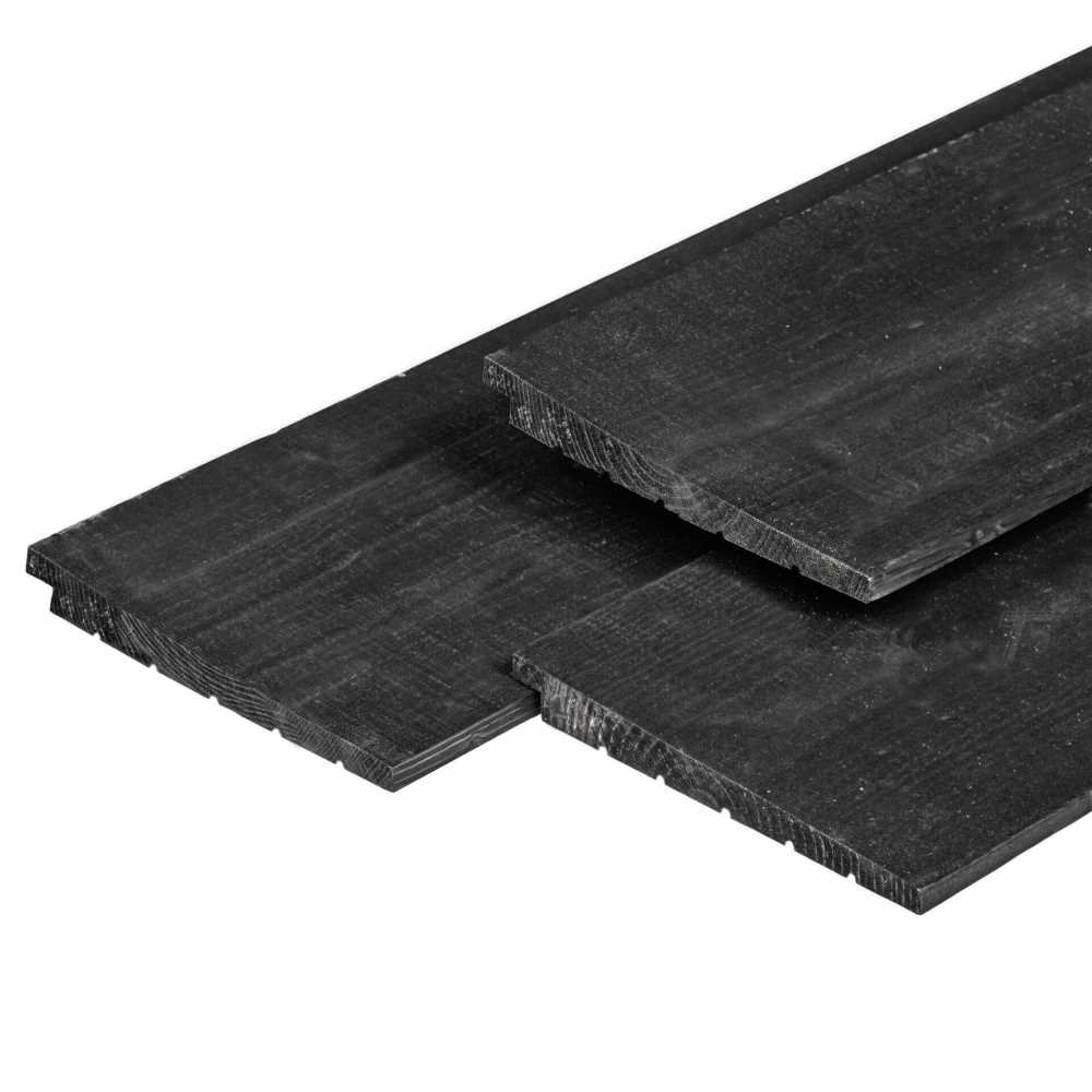 Vuren Zweeds Rabatdelen 25x200mm Zwart Geïmpregneerd