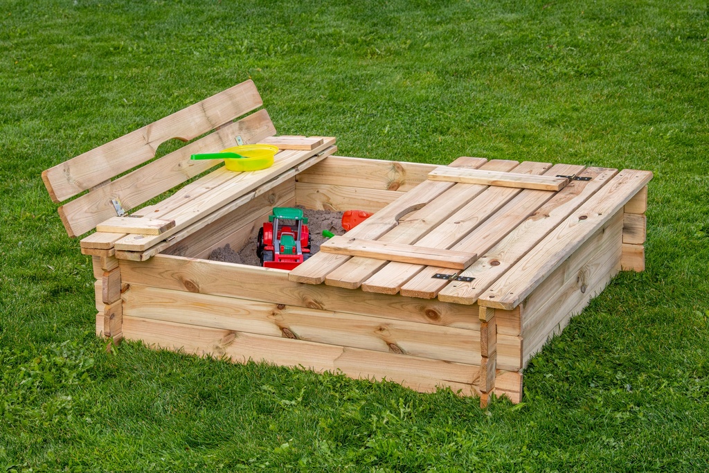 [HK001861] Zandbak L120 x B120 x H30 cm met bankdeksel