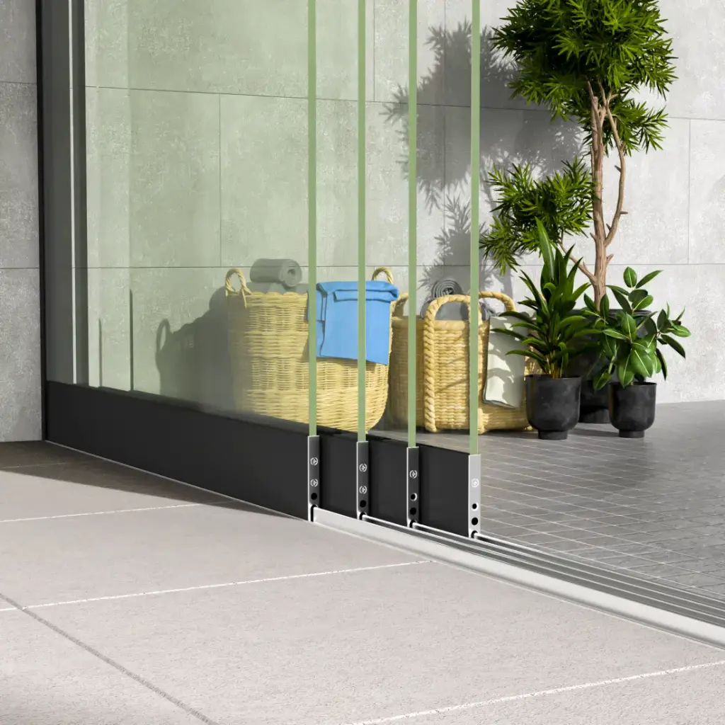 Glazen schuifwand 4-rails